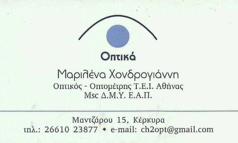 Οπτικά Φακοί επαφής Μαριλένα Χονδρογιάννη Κέρκυρα