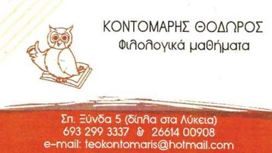 Φιλολογικά μαθήματα, Κέρκυρα, Κοντομάρης Θόδωρος