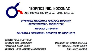 Χειρούργος Ουρολόγος Κέρκυρα, Κοσκινάς Γεώργιος